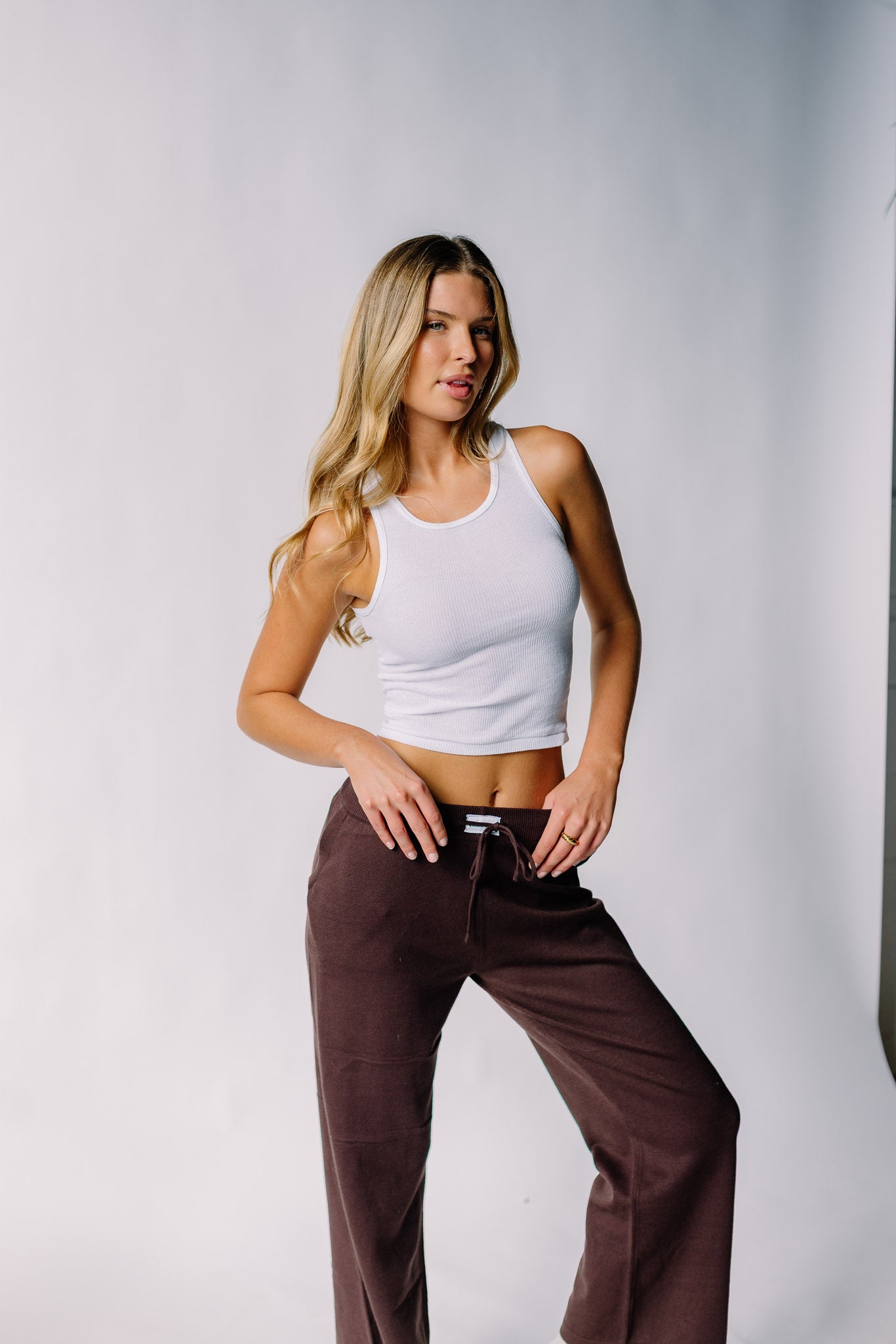 Fine Yarn Knit Sweater Wide Pant