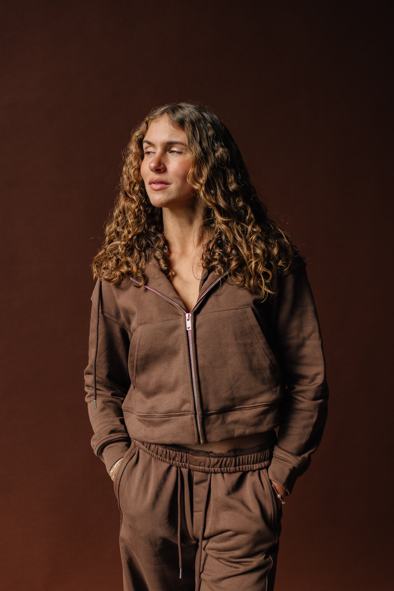 Cropped Zip Up Hoodie