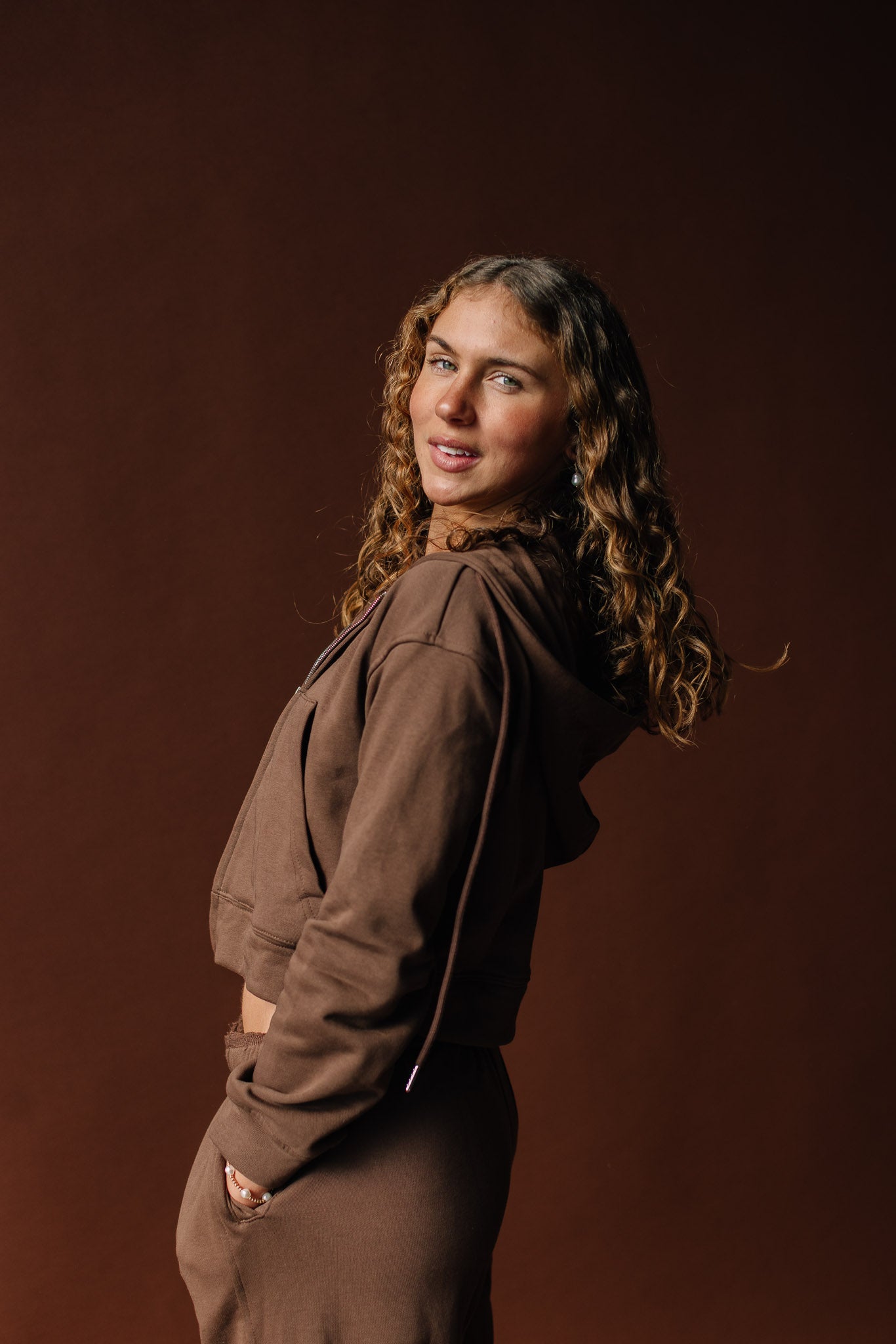 Cropped Zip Up Hoodie