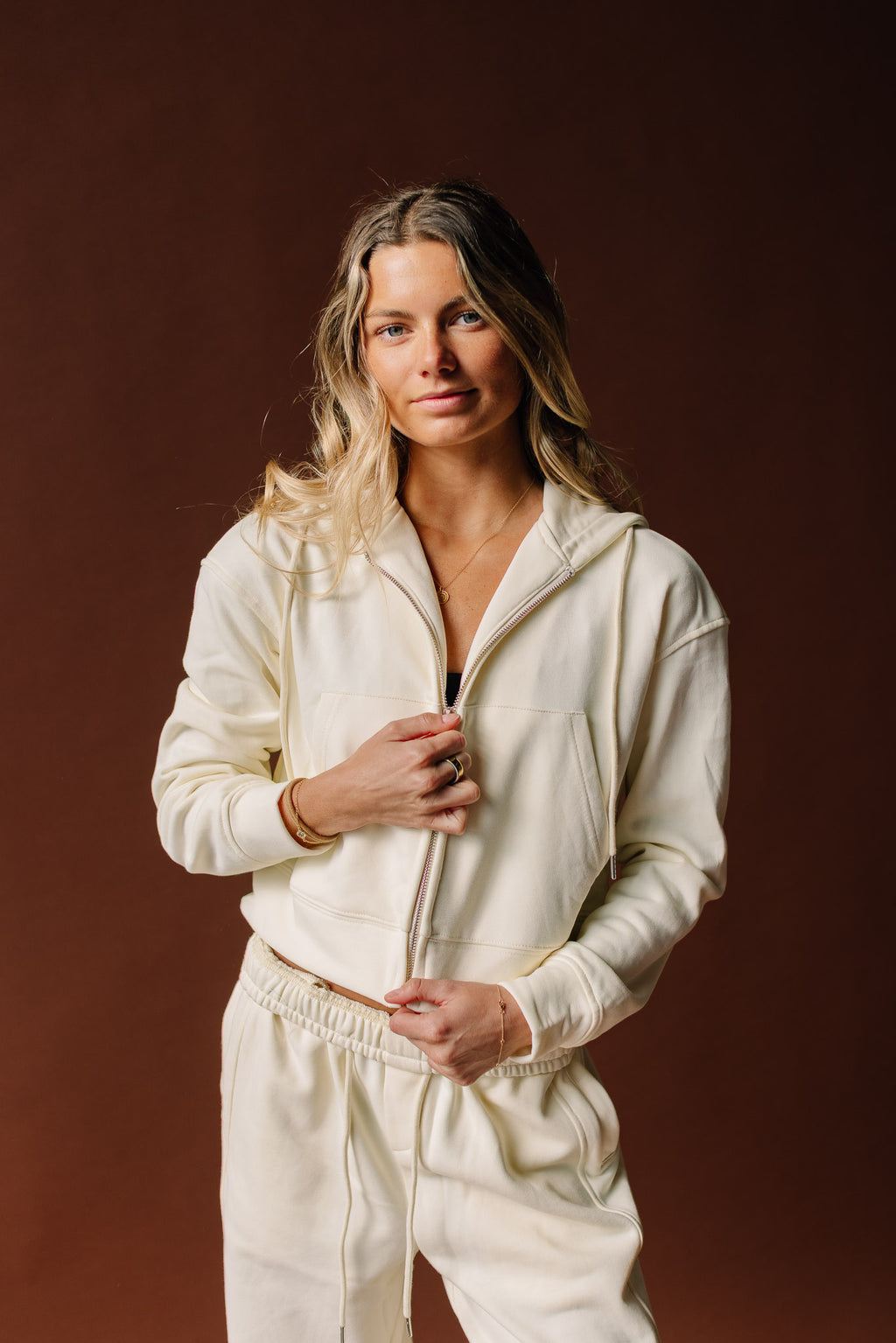 Cropped Zip Up Hoodie