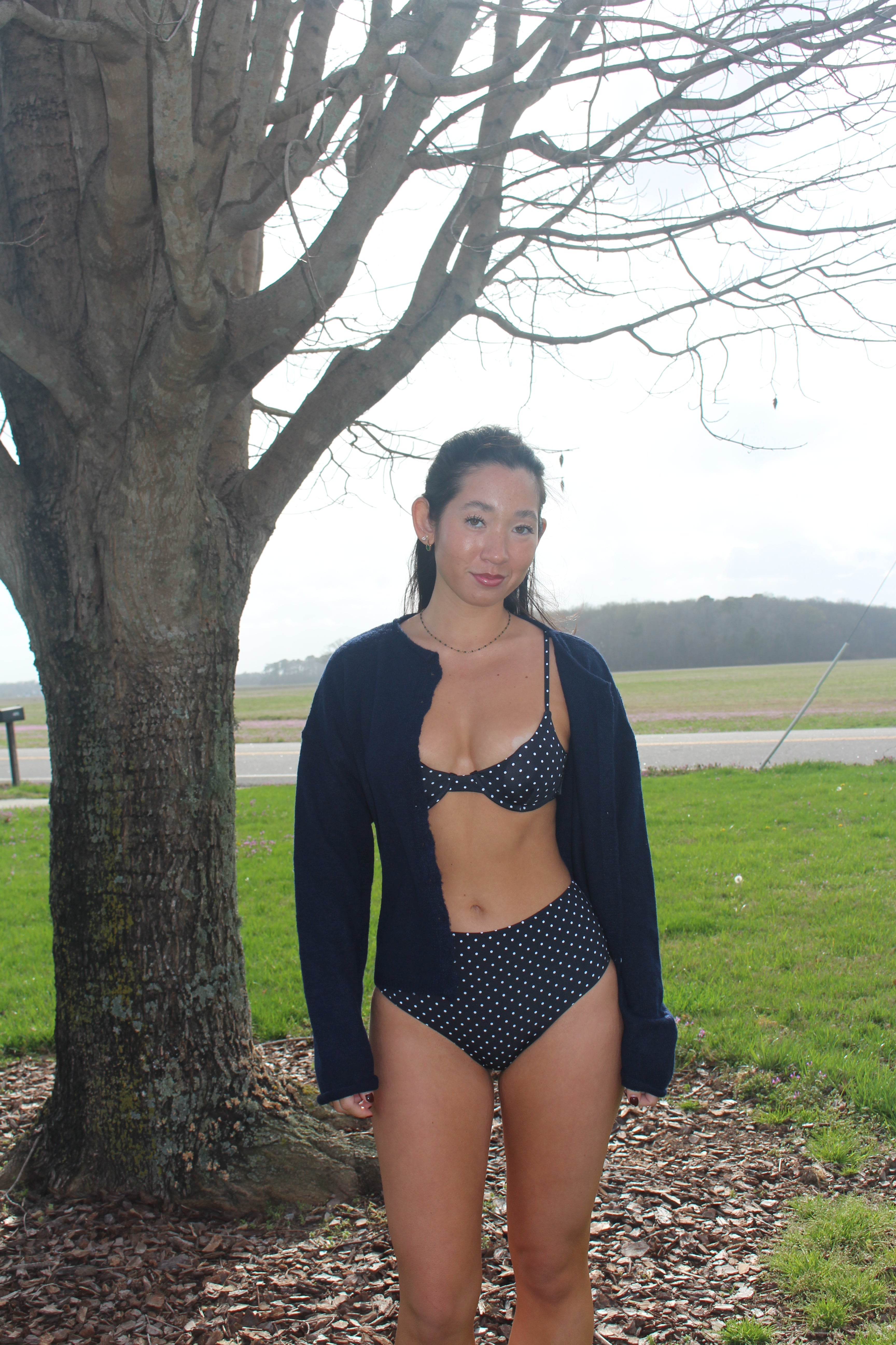 Polka Dot High Rise Bikini Bottom