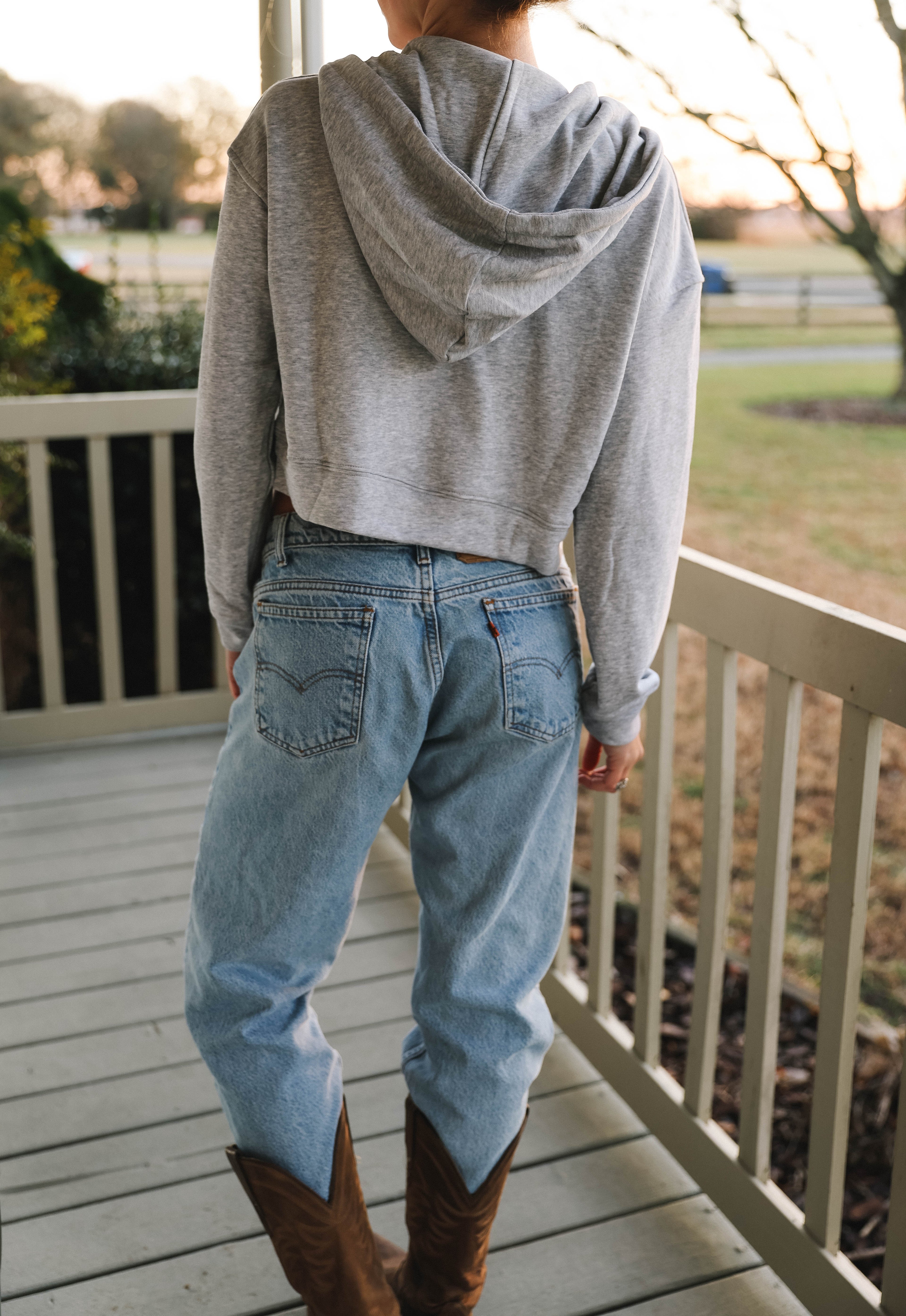 Cropped Zip Up Hoodie